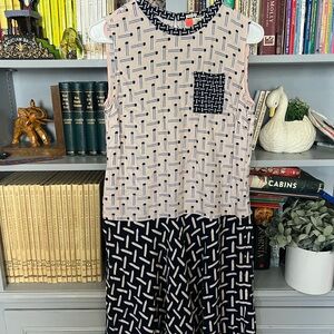 Ted Baker Light Pink Dark Blue Colorblock Pencils Erasers Print Dress Women 1